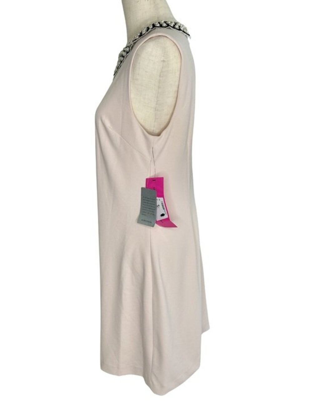 Elegant Betsy Johnson Sleeveless Pink Dress with Beaded Collar —New - Picture 4 of 8